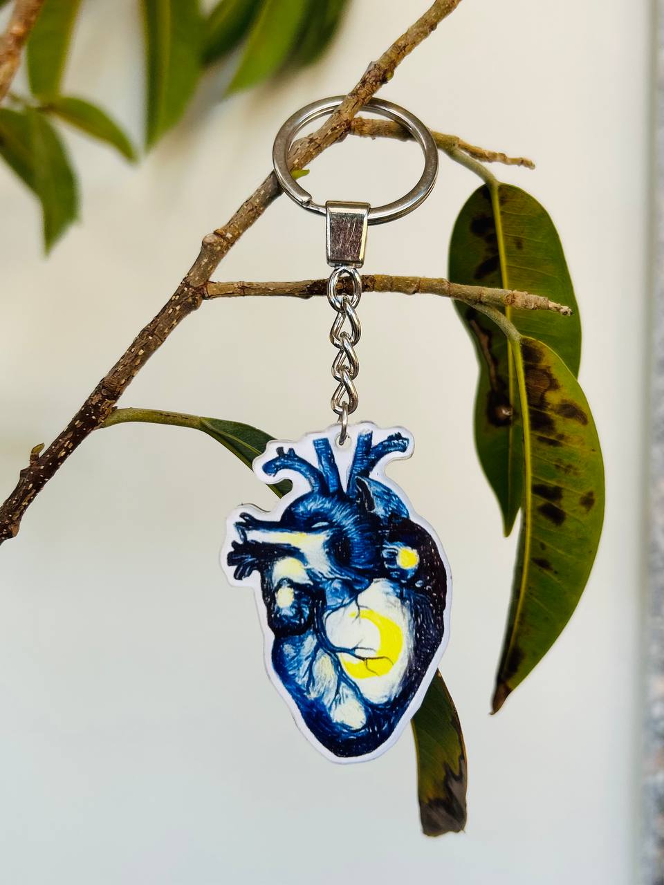 Van Gogh Heart Keychain