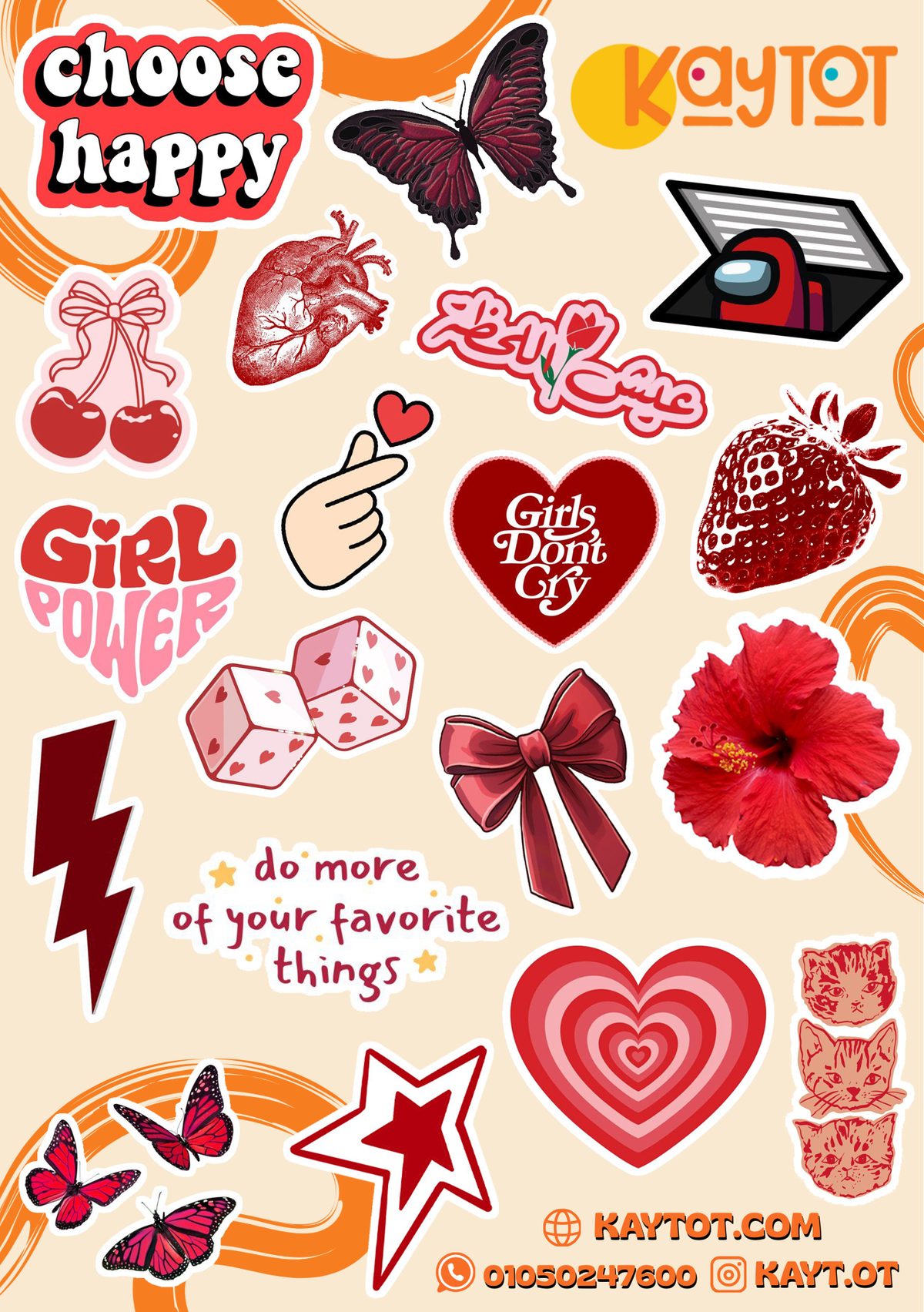 Pdot Red Sticker RED STICKERS Sheet – Kaytot