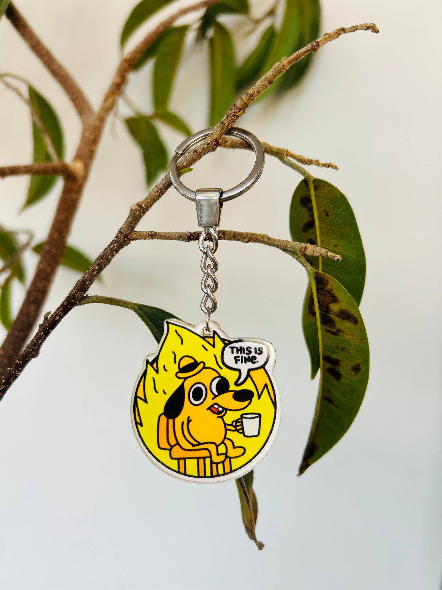 This Is Fine Keychain