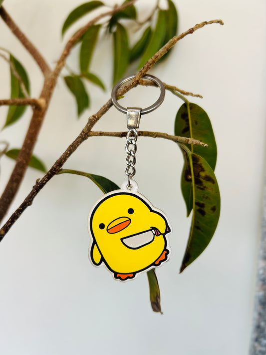 Duck With Knife Keychain