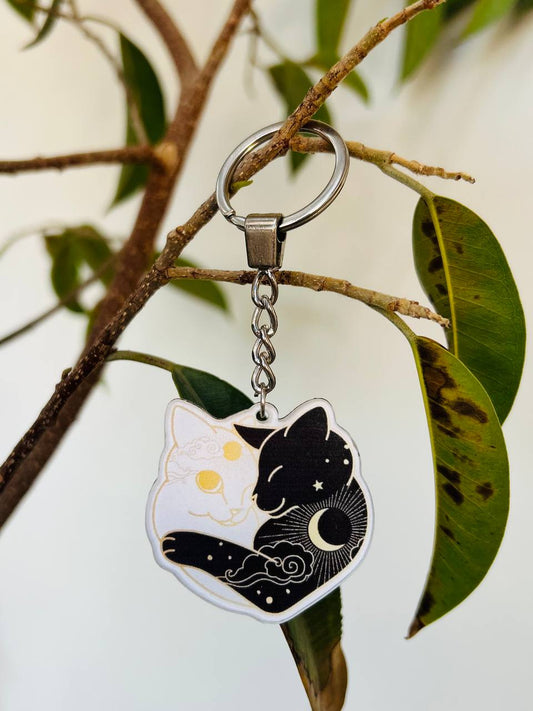 Moon & Sun Cats Keychain