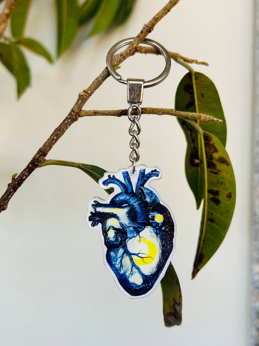 Van Gogh Heart Keychain