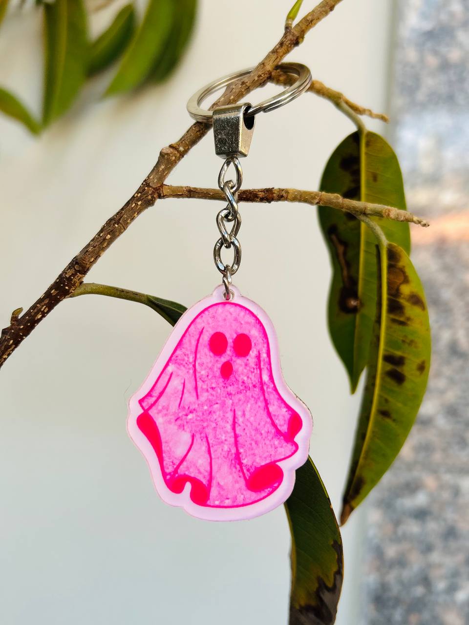 Pink Ghost Keychain