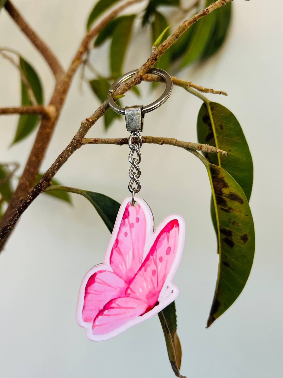 Pink Butterfly Keychain