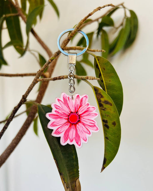 Pink Flower Keychain